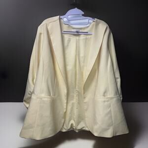 SKIES ARE BLUE Curvy 2XL Blazer Yellow Cinched Sleeve Career Jacket Workwear